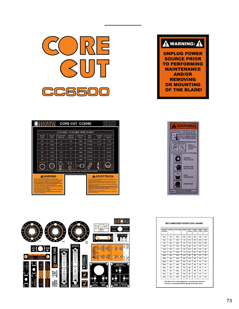 Decal group | Diamond Products CC6540E User Manual | Page 73 / 76