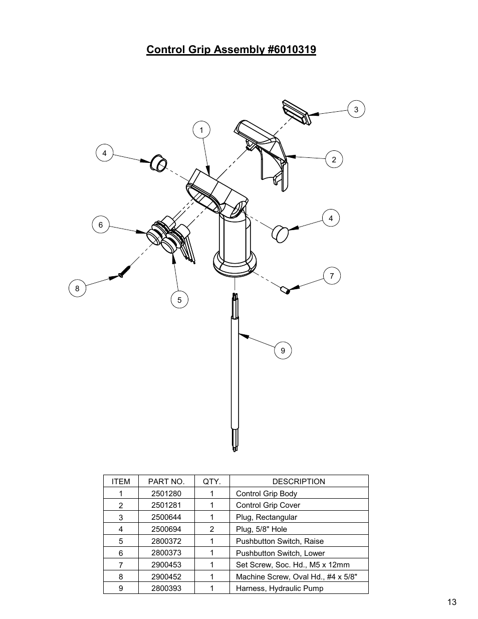 Control grip assembly | Diamond Products CC6550XLS User Manual | Page 13 / 76