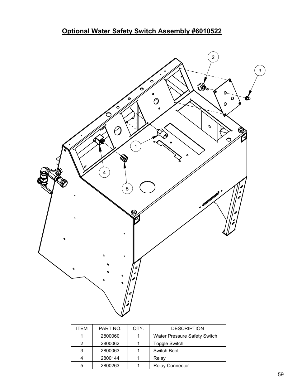 Optional water safety switch assembly | Diamond Products CC6550XLS User Manual | Page 59 / 76