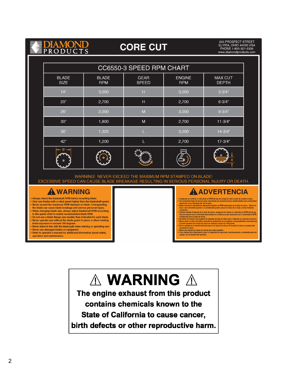 Diamond Products CC6550XLS-3 Speed User Manual | Page 2 / 72