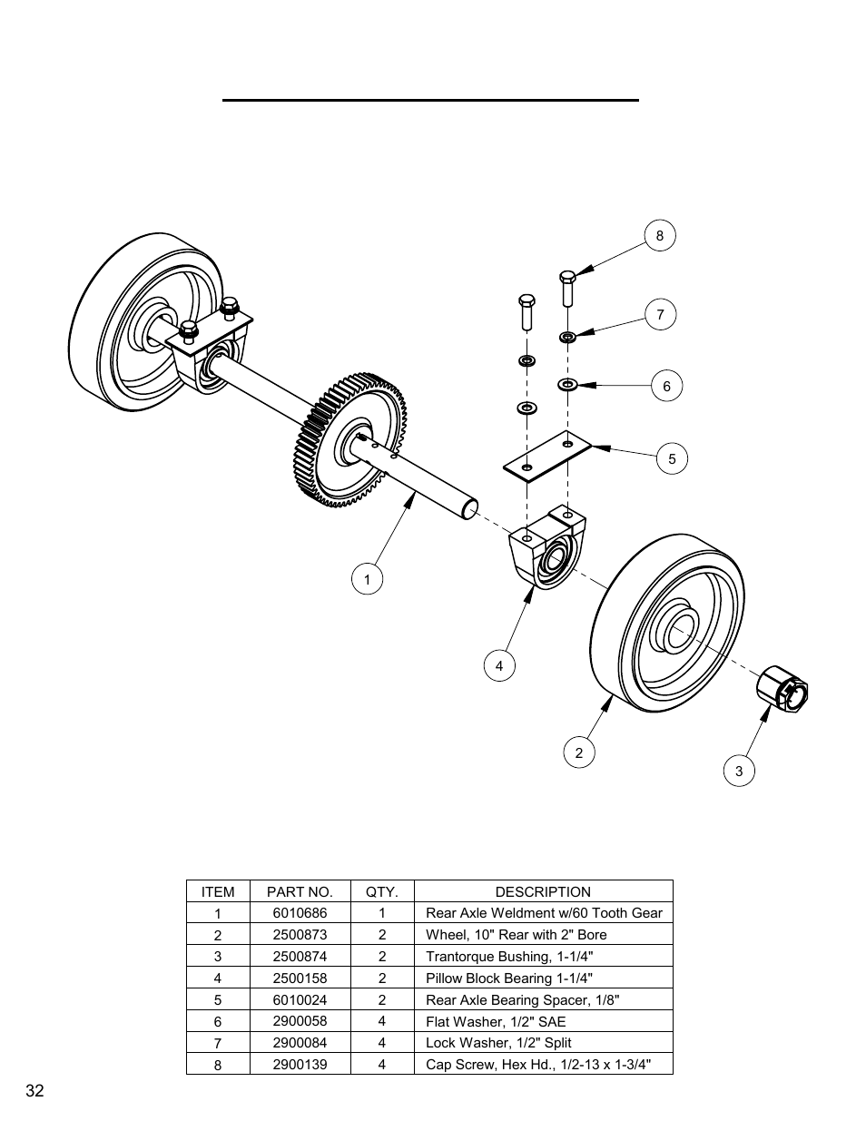 Rear axle assembly (eaton / gear) | Diamond Products CC6560XLS User Manual | Page 32 / 88