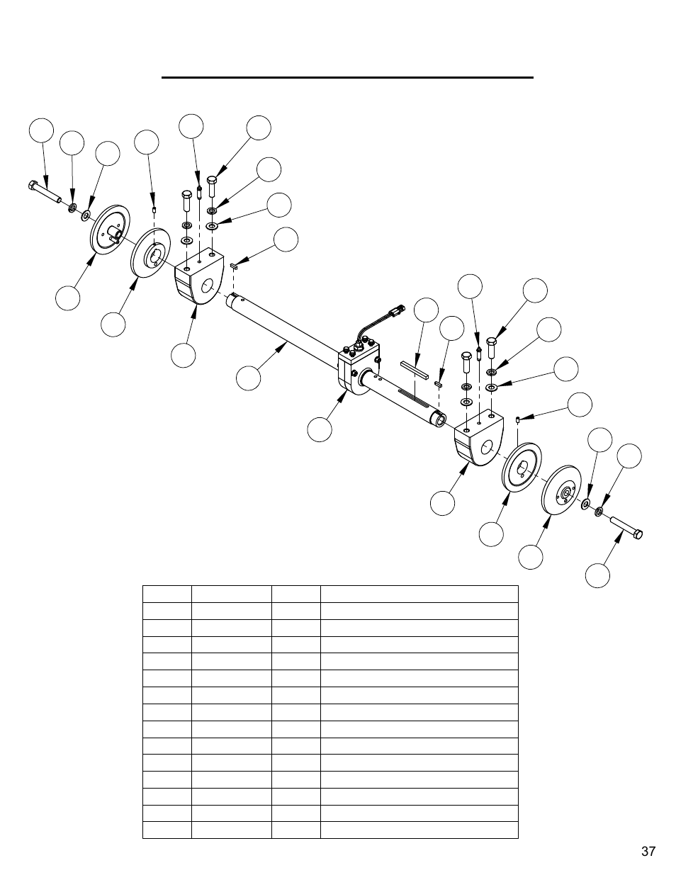 Blade shaft assembly (blades 30" - 36"), Blade shaft assembly (blades 30” – 36”) | Diamond Products CC6560XLS User Manual | Page 37 / 88
