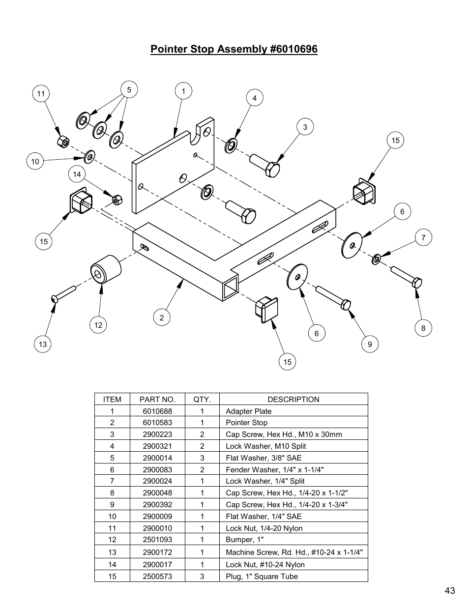 Pointer stop assembly | Diamond Products CC6560XLS User Manual | Page 43 / 88