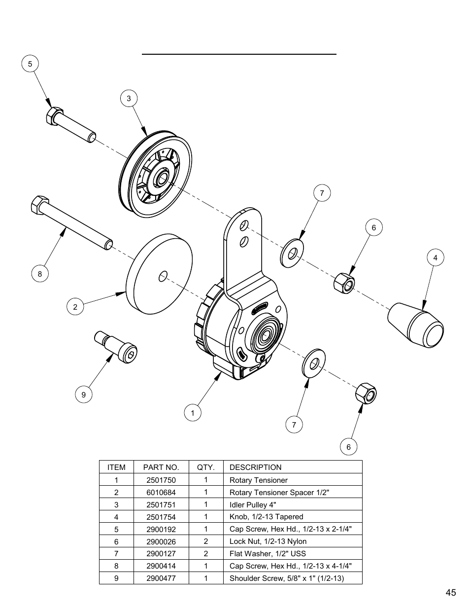 Belt tensioner assembly, Rotary tensioner assembly | Diamond Products CC6560XLS User Manual | Page 45 / 88