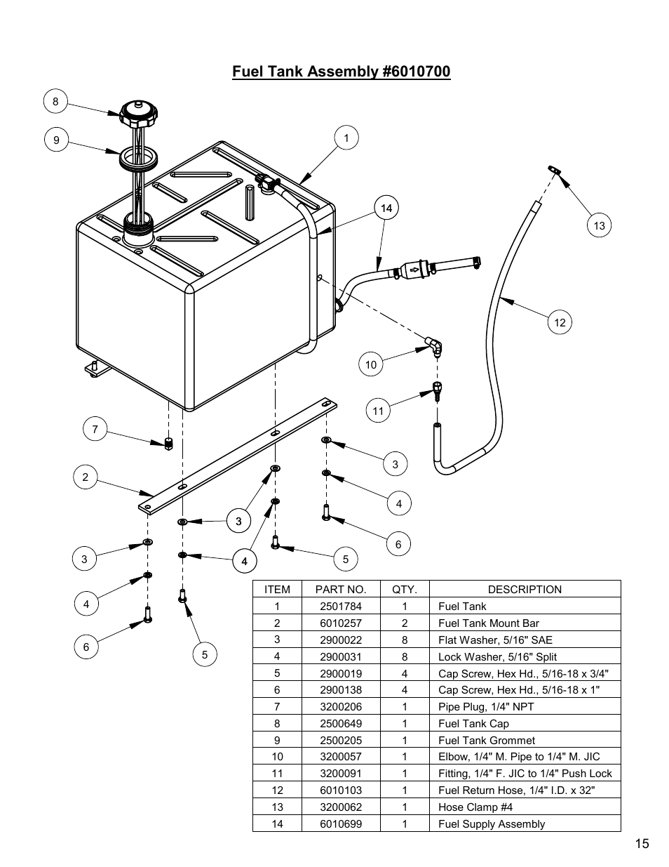 Fuel tank assembly | Diamond Products CC6560XLT User Manual | Page 15 / 76