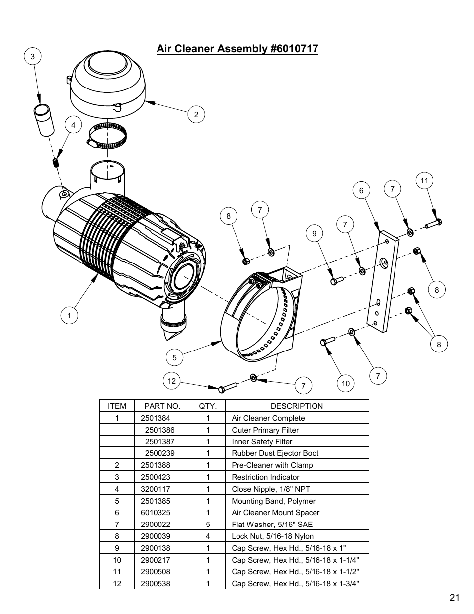 Air cleaner assembly | Diamond Products CC6560XLT User Manual | Page 21 / 76