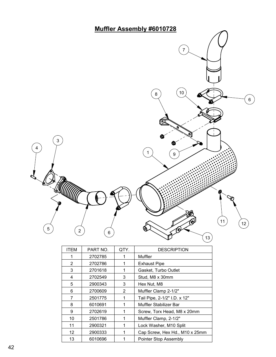 Muffler assembly | Diamond Products CC6560XLT User Manual | Page 42 / 76