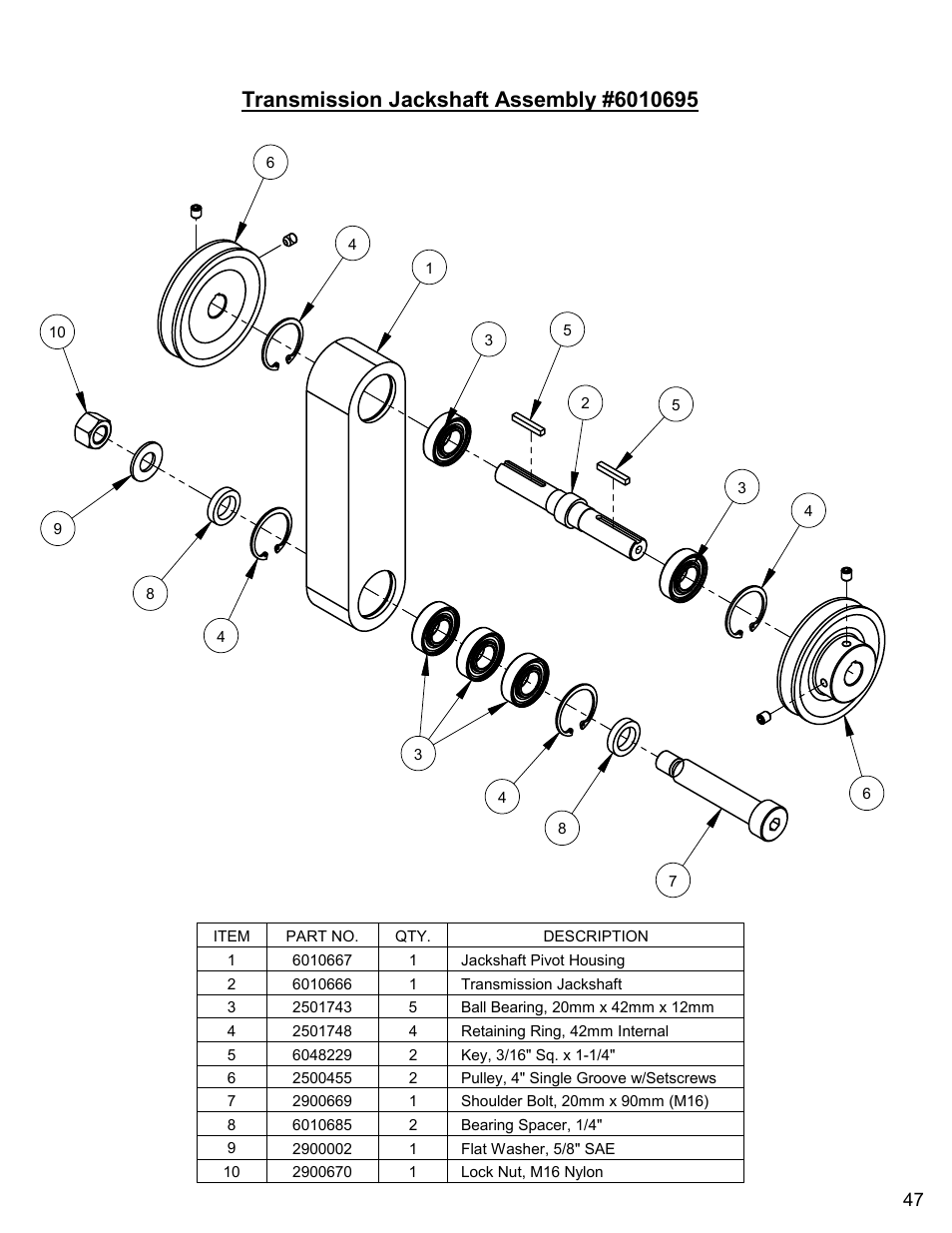 Transmission jackshaft assembly | Diamond Products CC6560XLT User Manual | Page 47 / 76