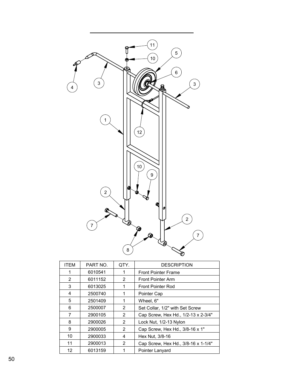 Front pointer assembly | Diamond Products CC6560XLT User Manual | Page 50 / 76