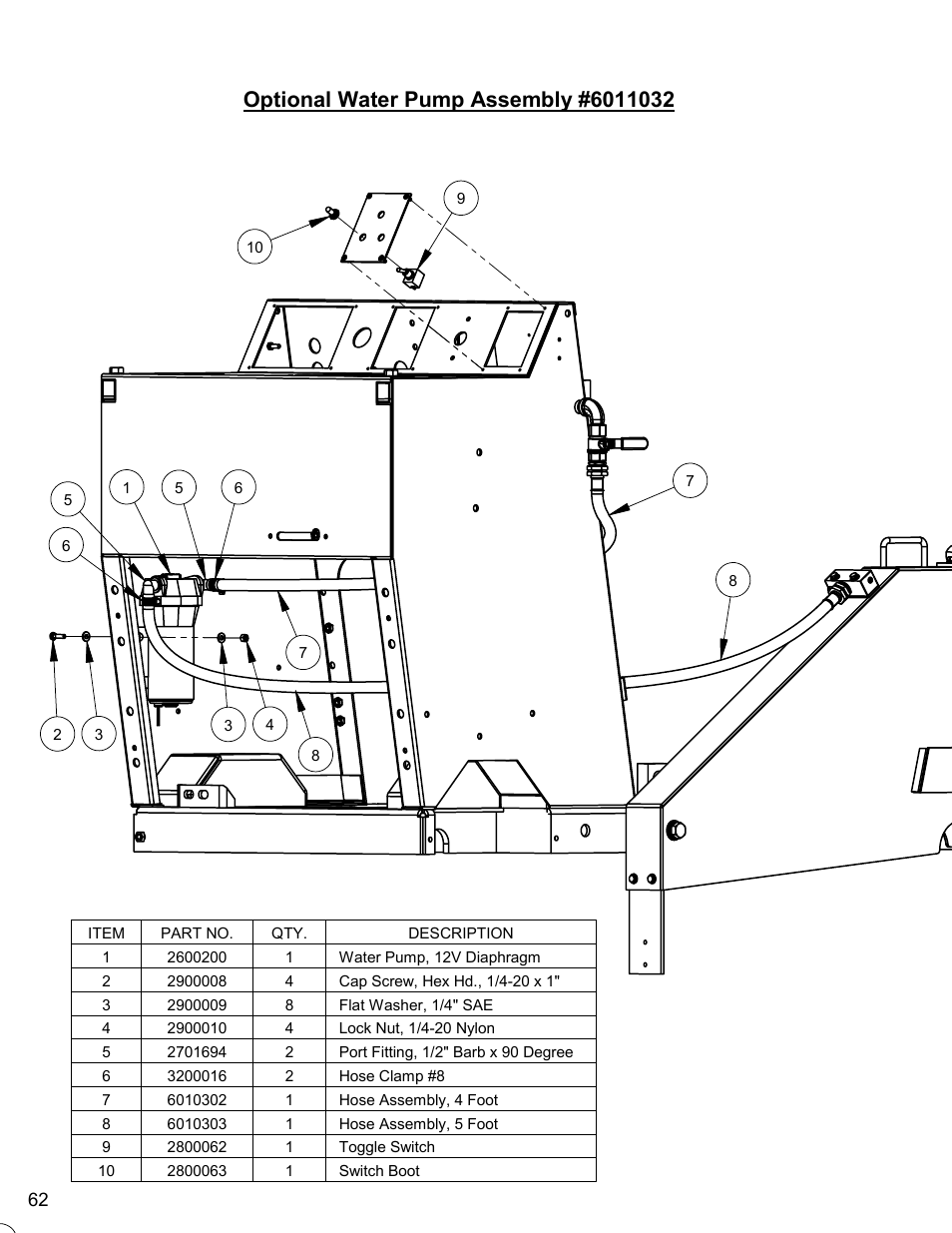Optional water pump assembly | Diamond Products CC6560XLT User Manual | Page 62 / 76