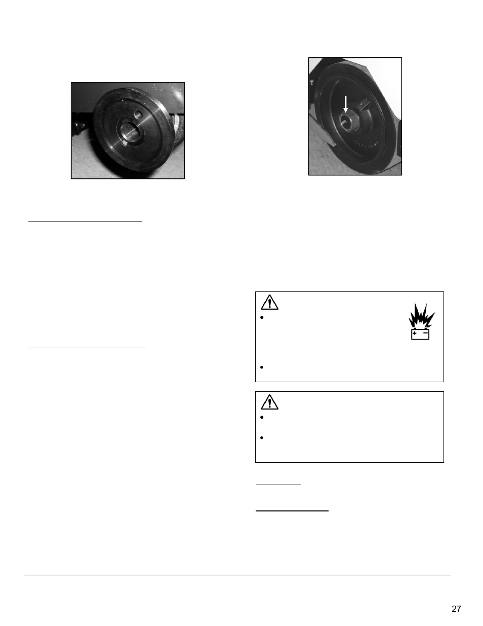 Inner blade flange, Installing the inner blade flange, Removing the inner blade flange | Rear wheels, Battery, Battery type, Servicing the battery | Diamond Products CC6566 User Manual | Page 27 / 48