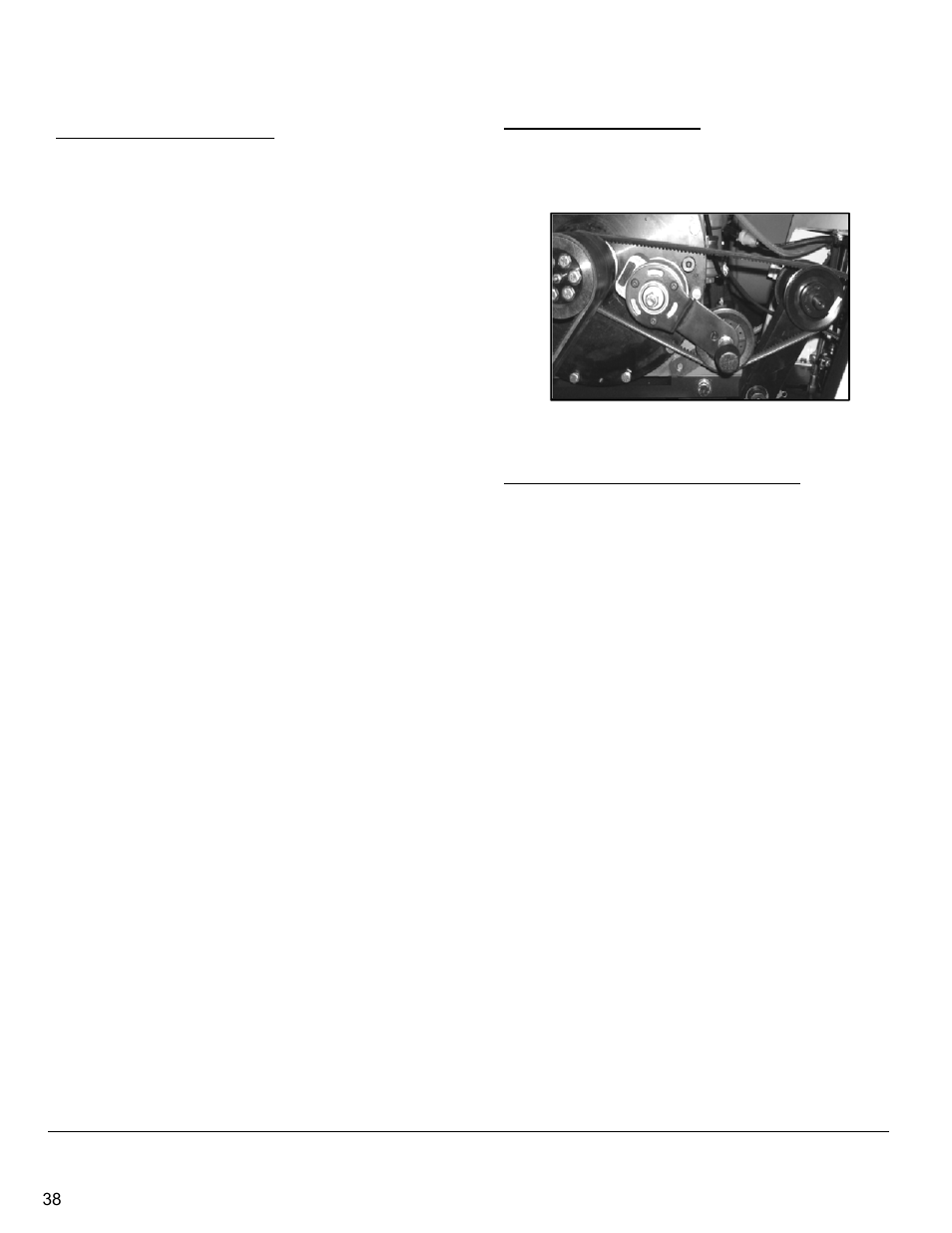 Replacing the blade drive belts, Primary transmission v-belt, Replacing the primary transmission v-belt | Diamond Products CC6566 User Manual | Page 38 / 48