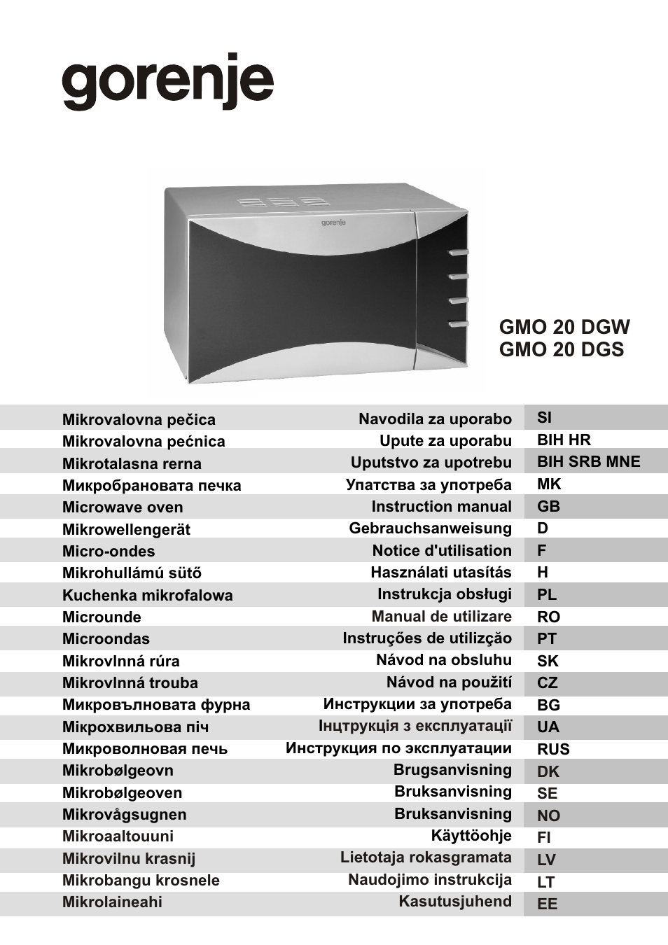 Gorenje GMO-20 DGS User Manual | 148 pages