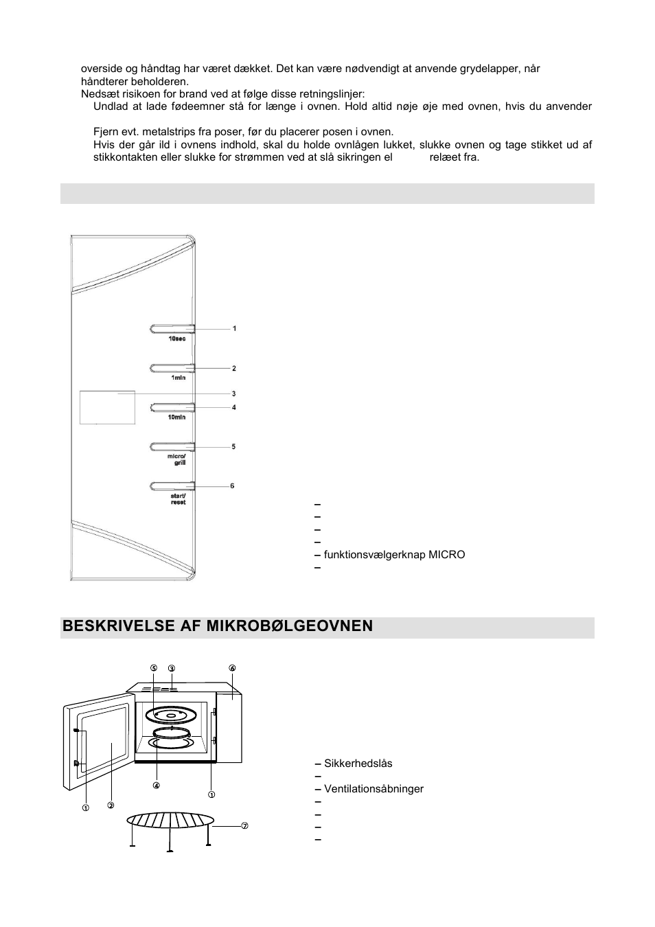 Betjeningspanel, Beskrivelse af mikrobølgeovnen | Gorenje GMO-20 DGS User Manual | Page 110 / 148