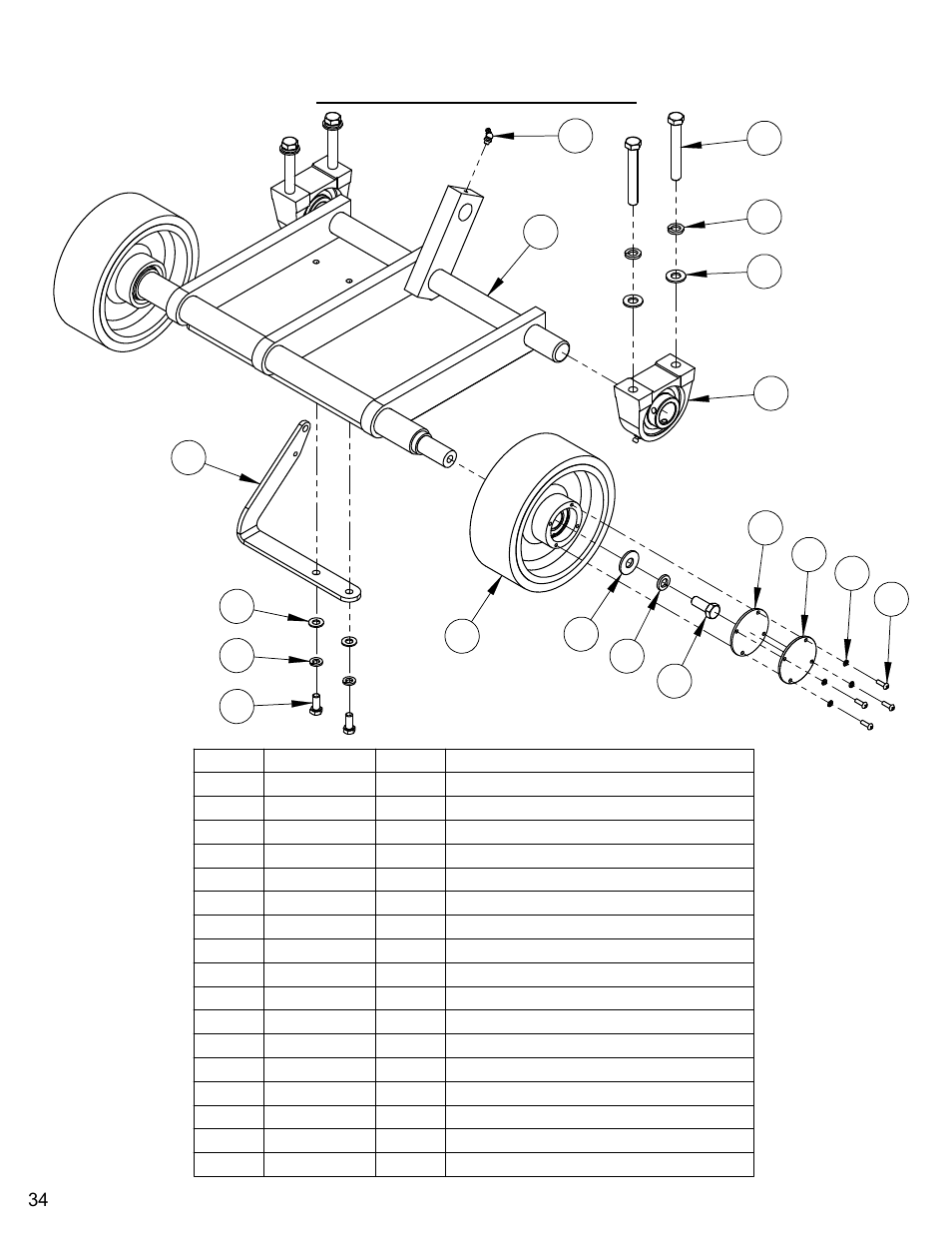 Front axle assembly | Diamond Products CC7070 User Manual | Page 34 / 88