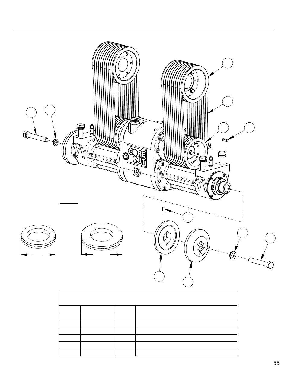 Belt drive assembly (1-speed saw), Belt drive assembly for 1-speed saw | Diamond Products CC7074 User Manual | Page 55 / 92