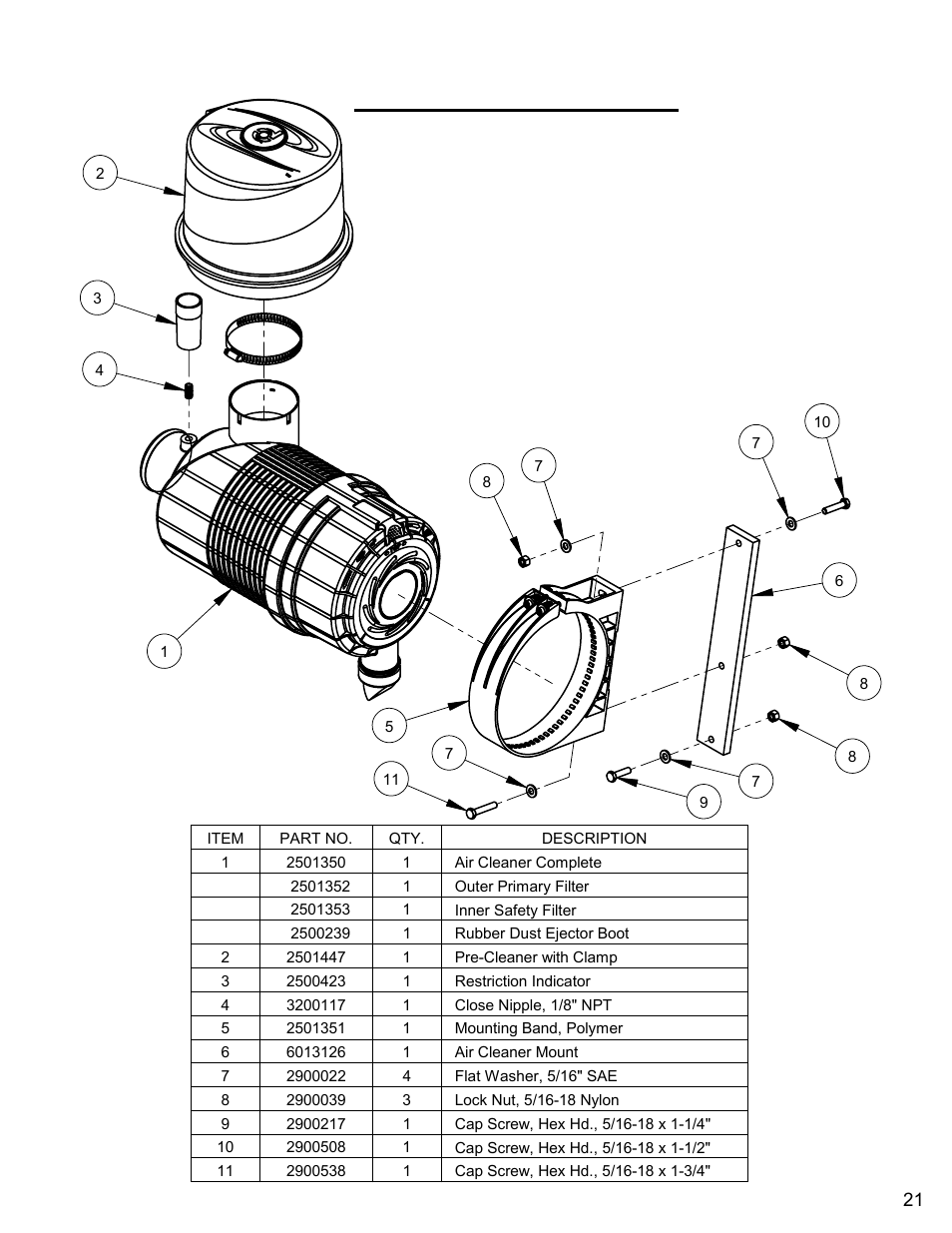 Air cleaner assembly | Diamond Products CC7172 User Manual | Page 21 / 80