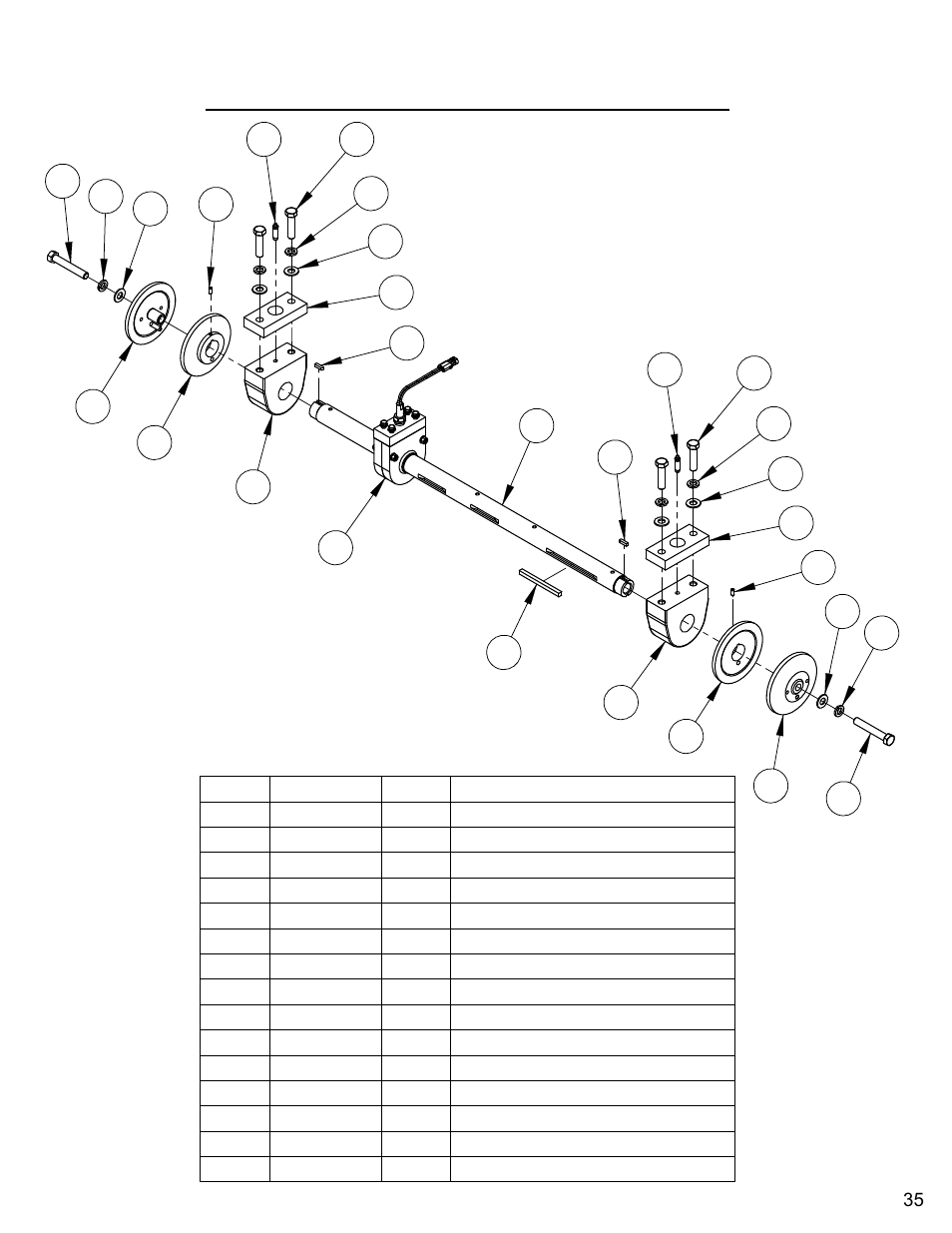 Blade shaft assembly (blades 30" - 36"), Blade shaft assembly (blades 30” – 36”) | Diamond Products CC7172 User Manual | Page 35 / 80