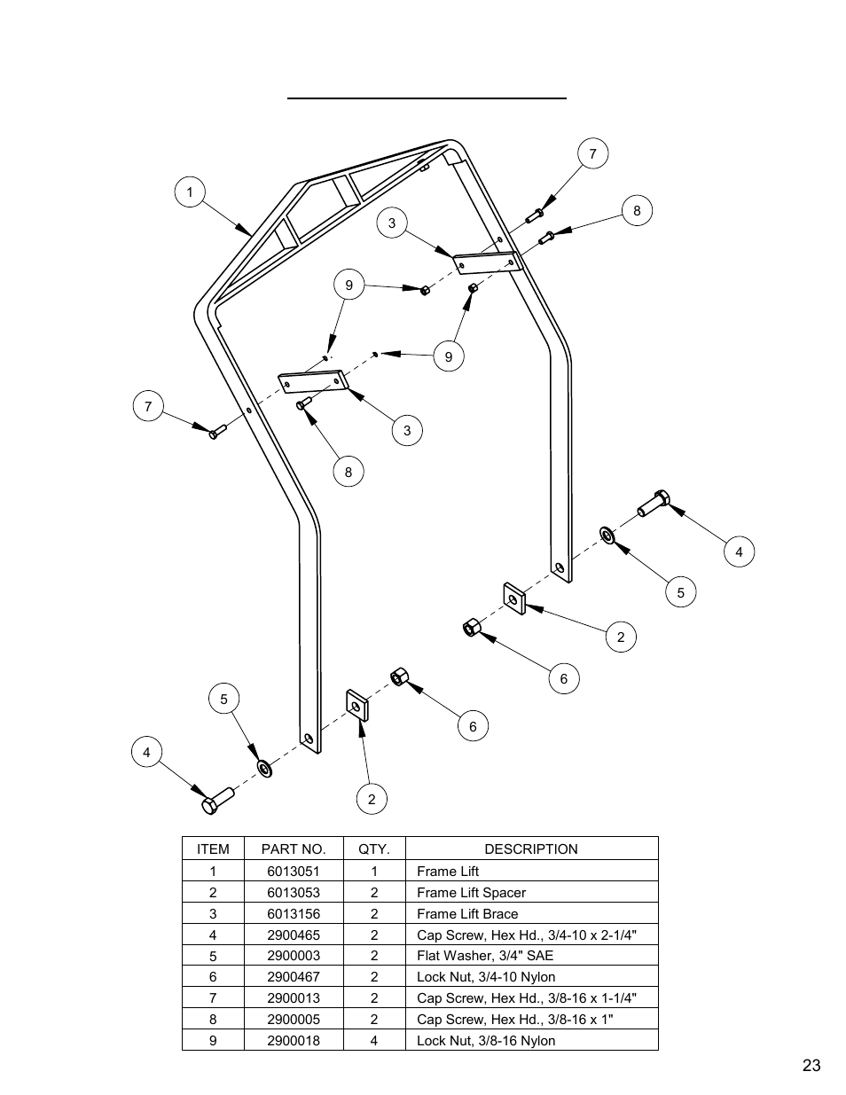 Frame lift assembly | Diamond Products CC7272 User Manual | Page 23 / 80