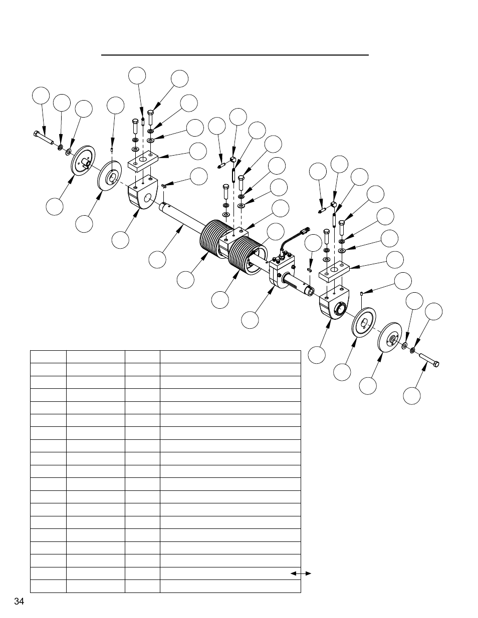 Blade shaft assembly (blades 26" - 36"), Blade shaft assembly (blades 26” – 36”) | Diamond Products CC7272 User Manual | Page 34 / 80