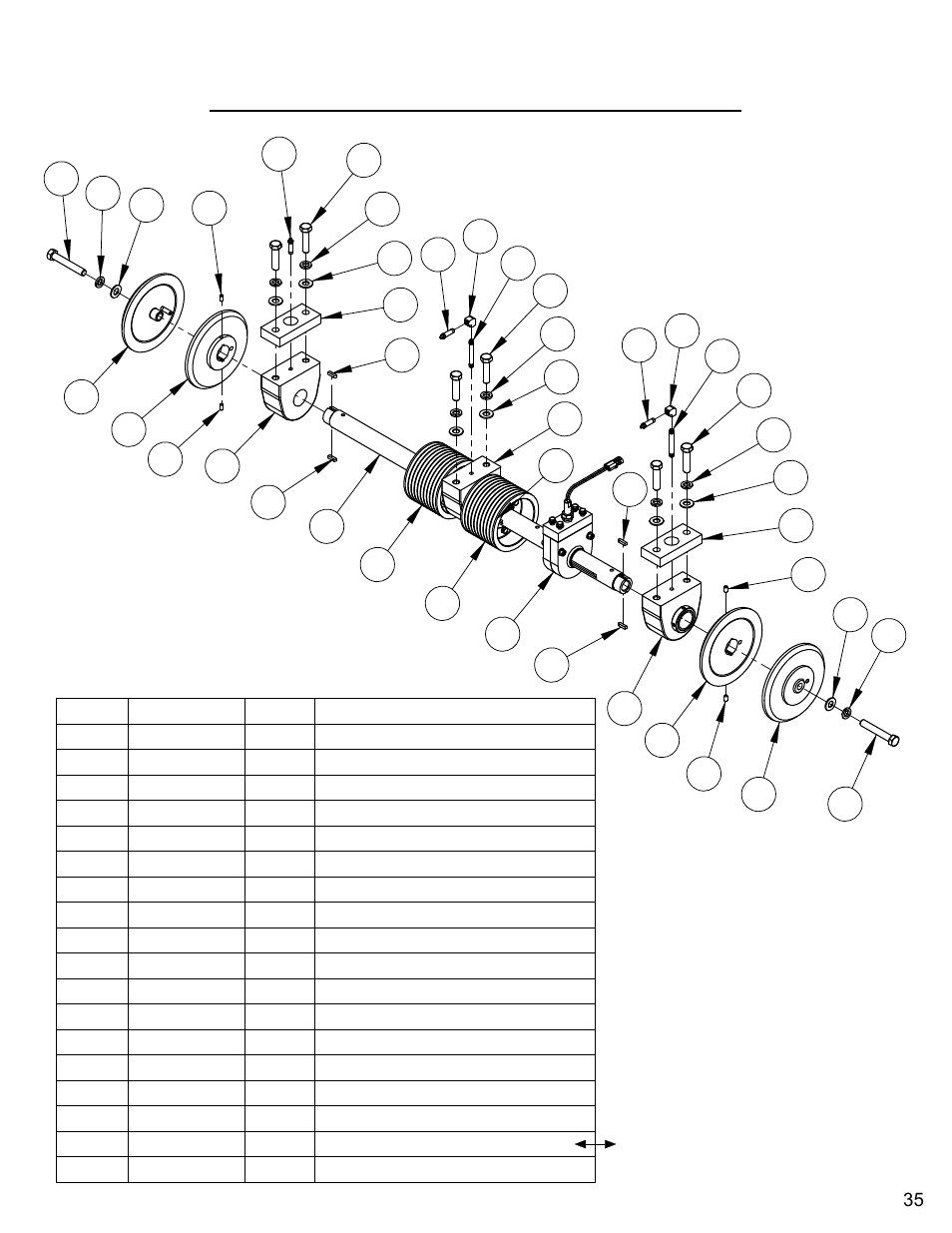 Blade shaft assembly (blades 42" - 54"), Blade shaft assembly (blades 42” – 54”) | Diamond Products CC7272 User Manual | Page 35 / 80