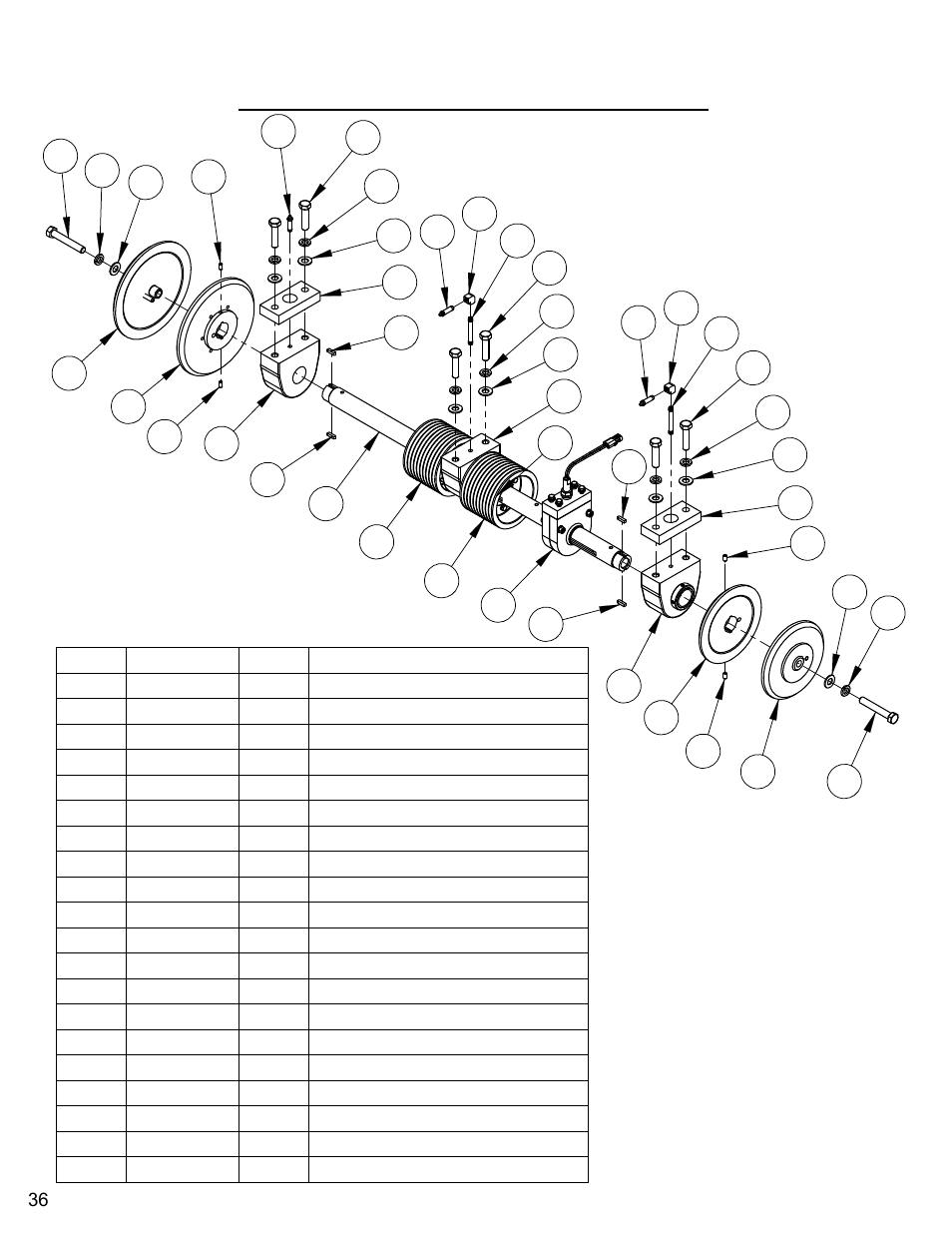 Blade shaft assembly (blades 60"), Blade shaft assembly (blades 60”) | Diamond Products CC7272 User Manual | Page 36 / 80