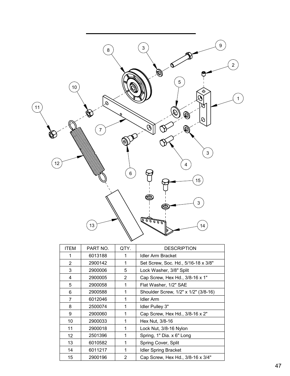 Belt tensioner assembly | Diamond Products CC7272 User Manual | Page 47 / 80