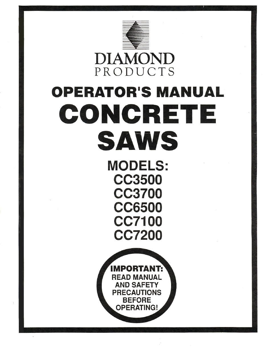 Diamond Products CC7200 User Manual | 4 pages