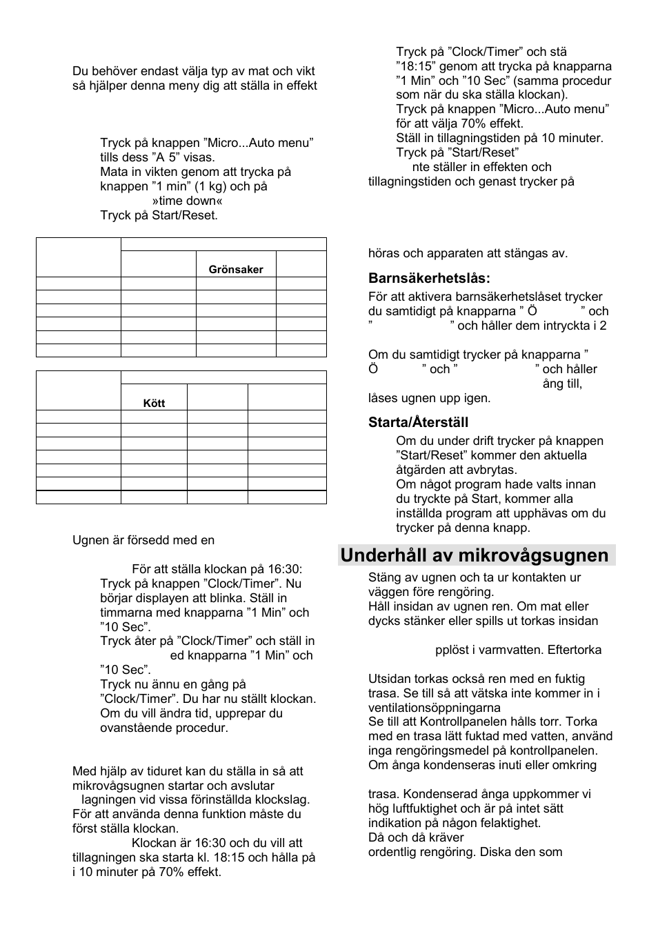 Underhåll av mikrovågsugnen | Gorenje GMO-25 Ora Ito User Manual | Page 124 / 169