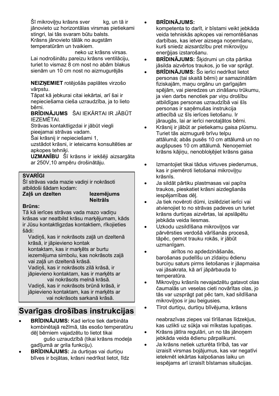 Svarīgas drońības instrukcijas | Gorenje GMO-25 Ora Ito User Manual | Page 141 / 169