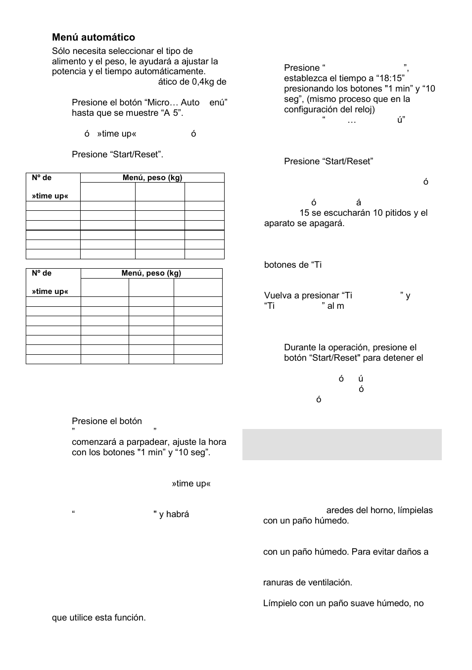 Cuidados de su horno microondas | Gorenje GMO-25 Ora Ito User Manual | Page 167 / 169