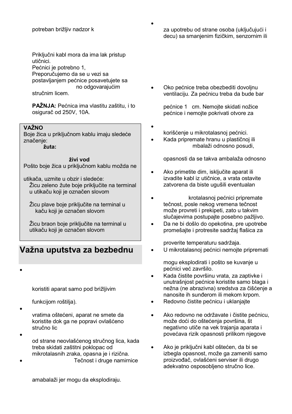 Vaņna uputstva za bezbednu upotrebu | Gorenje GMO-25 Ora Ito User Manual | Page 18 / 169