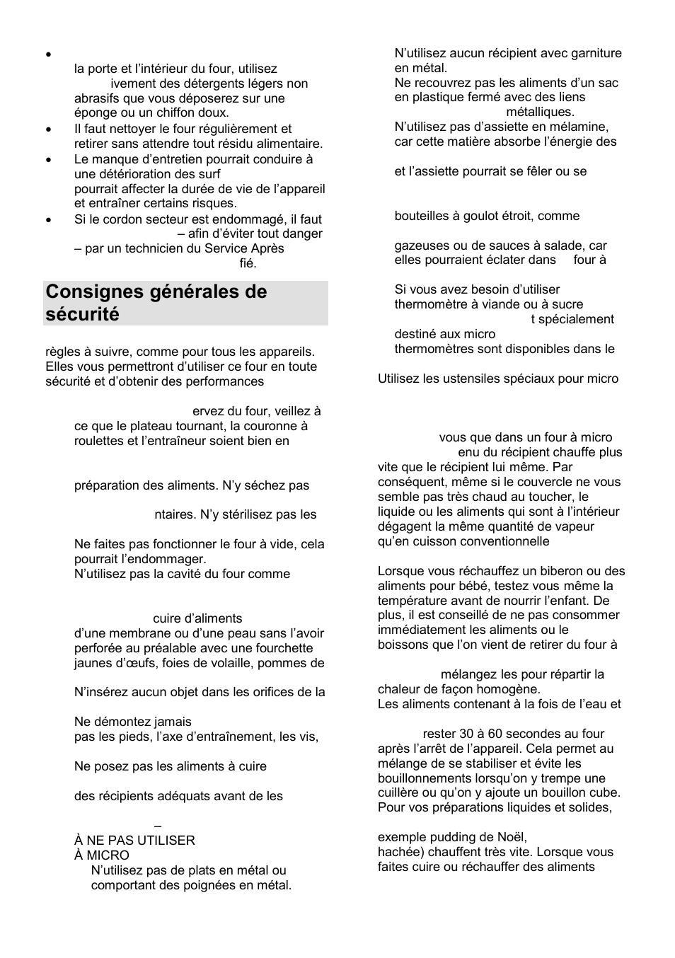 Consignes générales de sécurité | Gorenje GMO-25 Ora Ito User Manual | Page 49 / 169