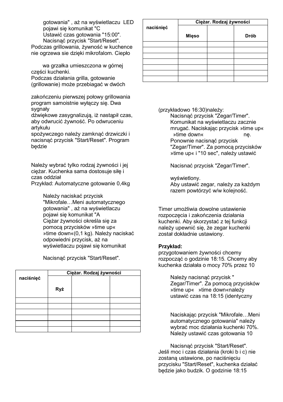 Menu automatyczne, Zegar dygitalny, Timer | Gorenje GMO-25 Ora Ito User Manual | Page 67 / 169