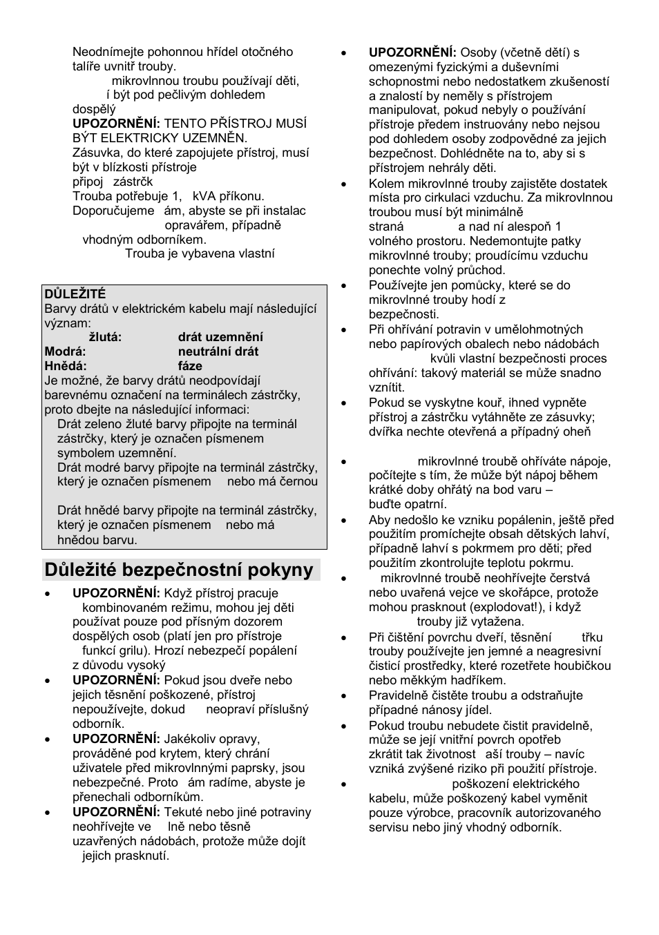 Důleņité bezpeĉnostní pokyny | Gorenje GMO-25 Ora Ito User Manual | Page 84 / 169