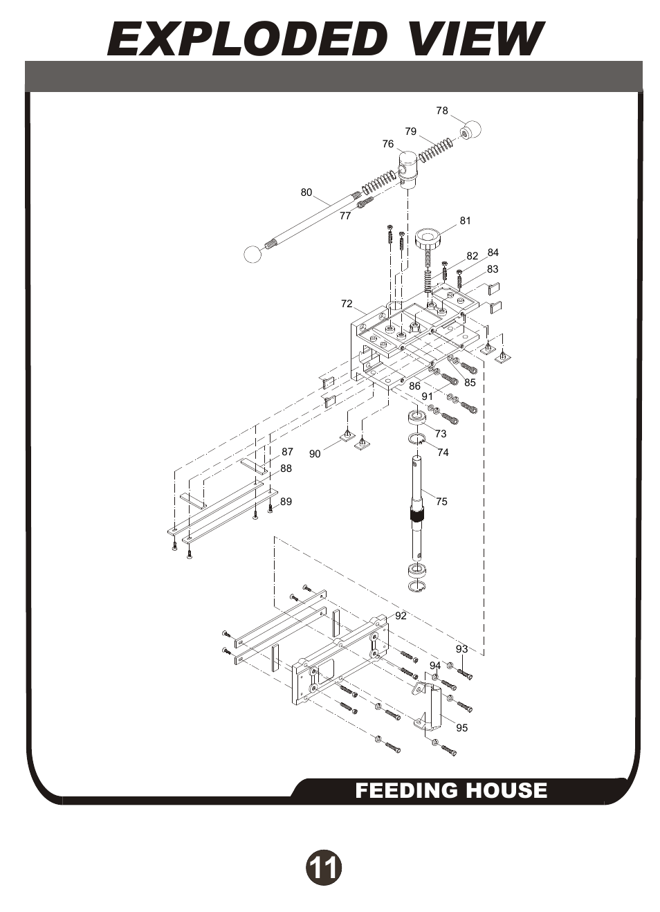 Exploded view, Feeding house | Diamond Products M1AA-15 User Manual | Page 12 / 32