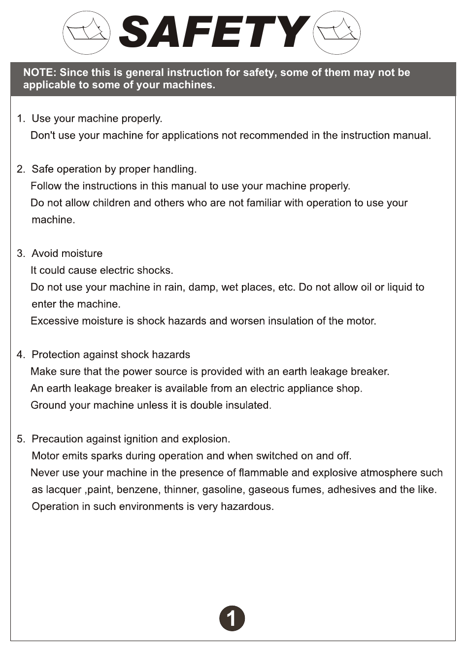 Safety | Diamond Products M1AA-15 User Manual | Page 2 / 32