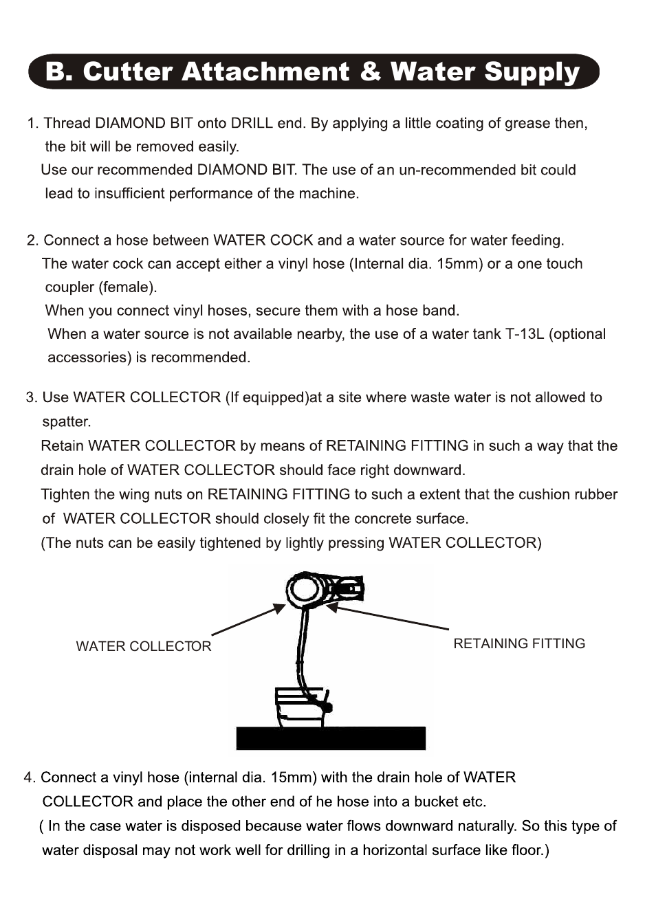 B. cutter attachment & water supply | Diamond Products M1AA-15 User Manual | Page 21 / 32