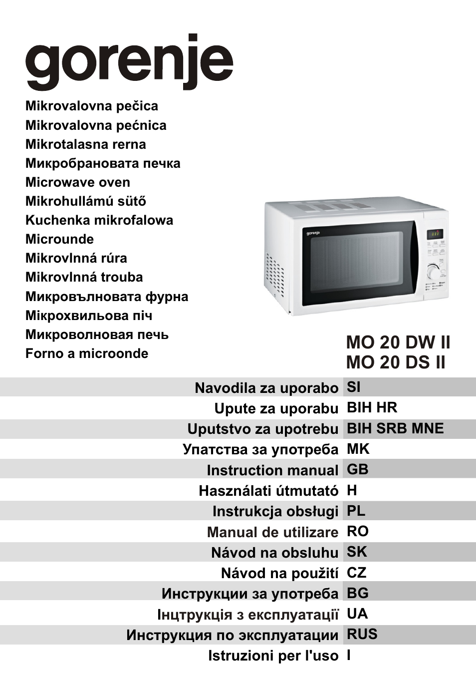 Gorenje MO-20 DSII User Manual | 104 pages