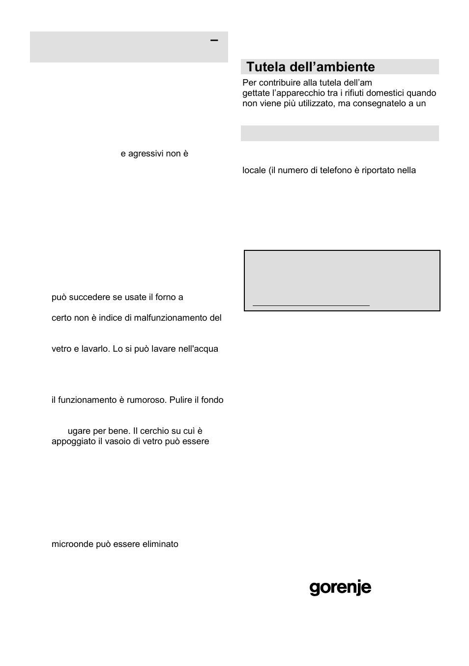 Tutela dell’ambiente, Garanzia e assistenza | Gorenje MO-20 DSII User Manual | Page 104 / 104