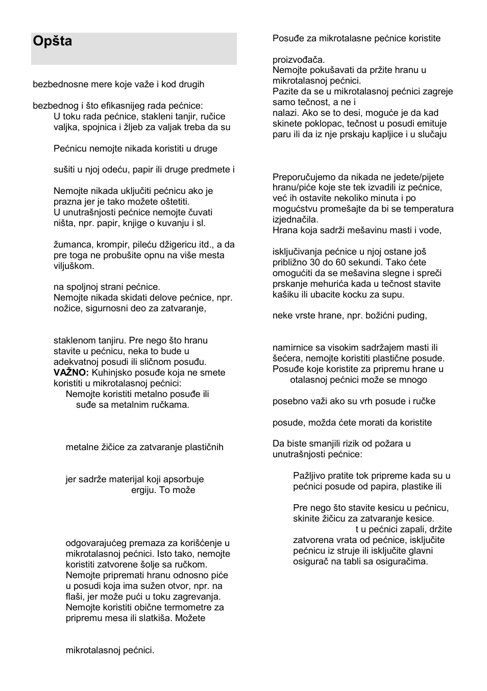 Opńta uputstva za bezbednu upotrebu | Gorenje MO-20 DSII User Manual | Page 19 / 104