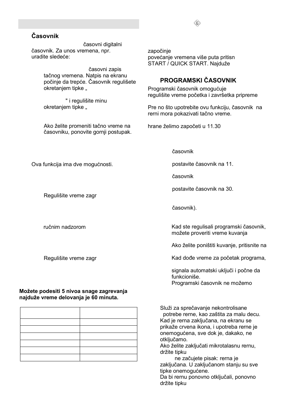 Uputstva za rukovanje | Gorenje MO-20 DSII User Manual | Page 21 / 104