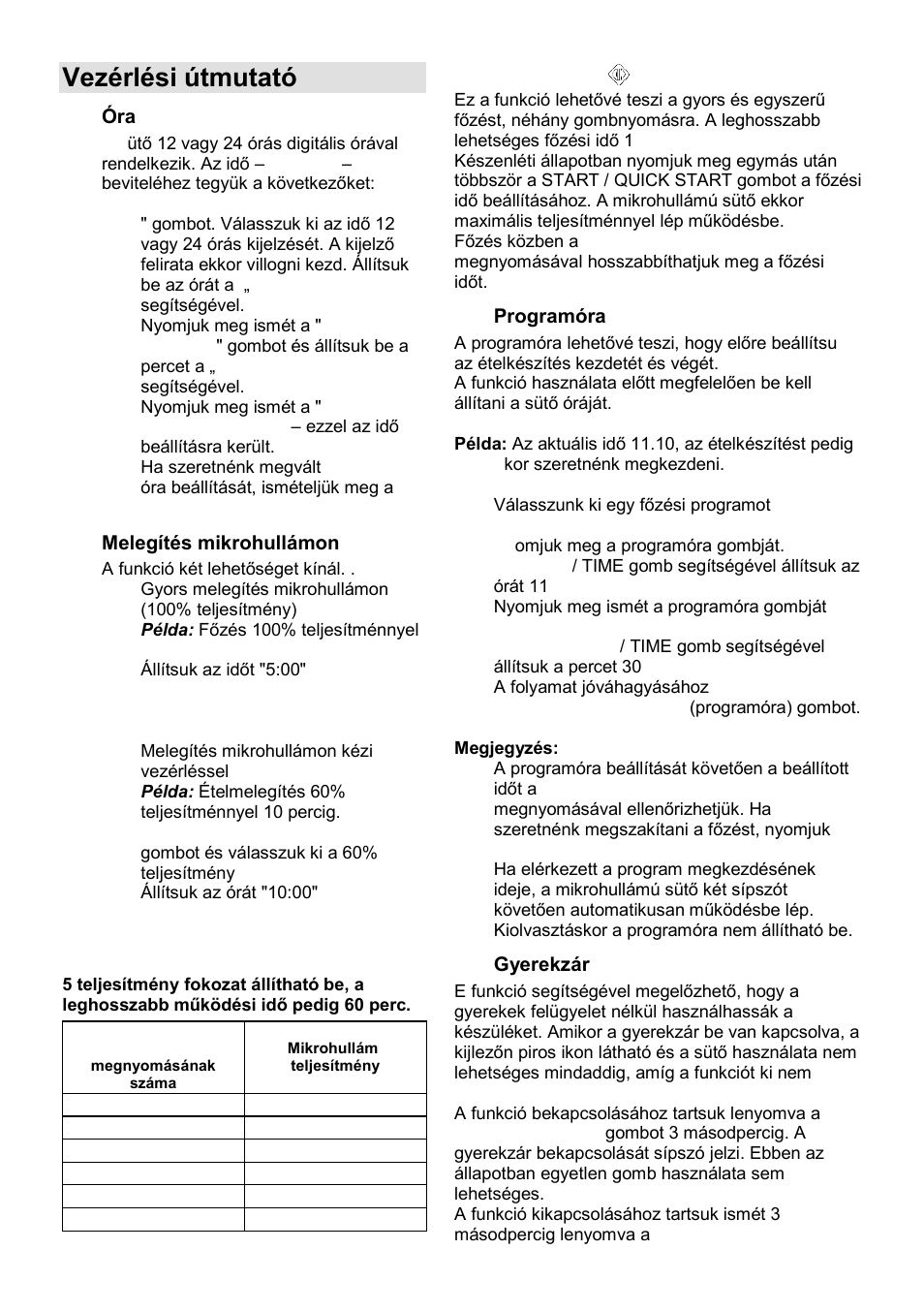 Vezérlési útmutató | Gorenje MO-20 DSII User Manual | Page 44 / 104