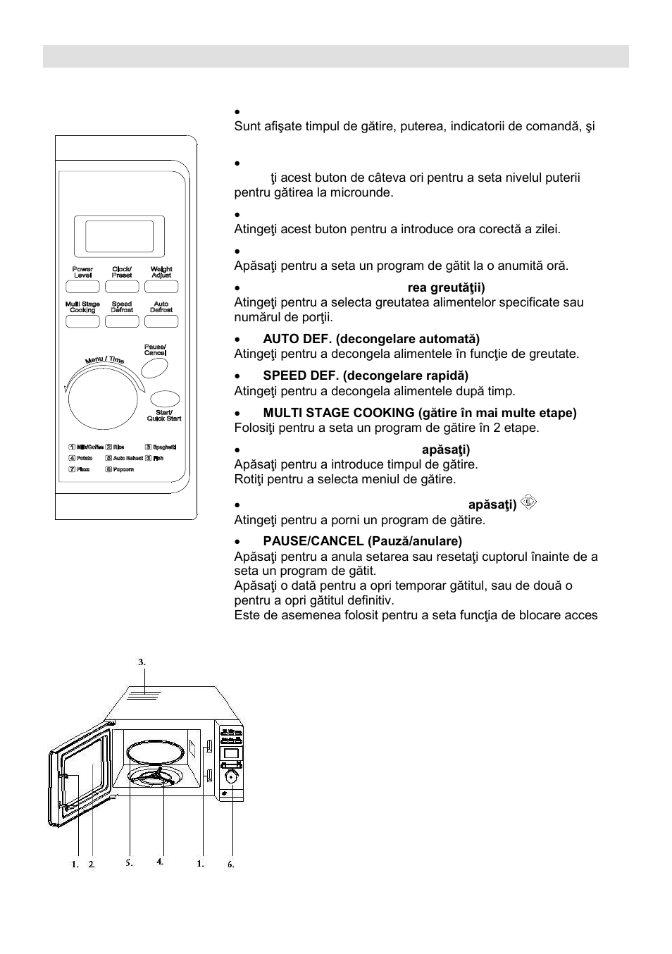 Panou de comenzi | Gorenje MO-20 DSII User Manual | Page 58 / 104