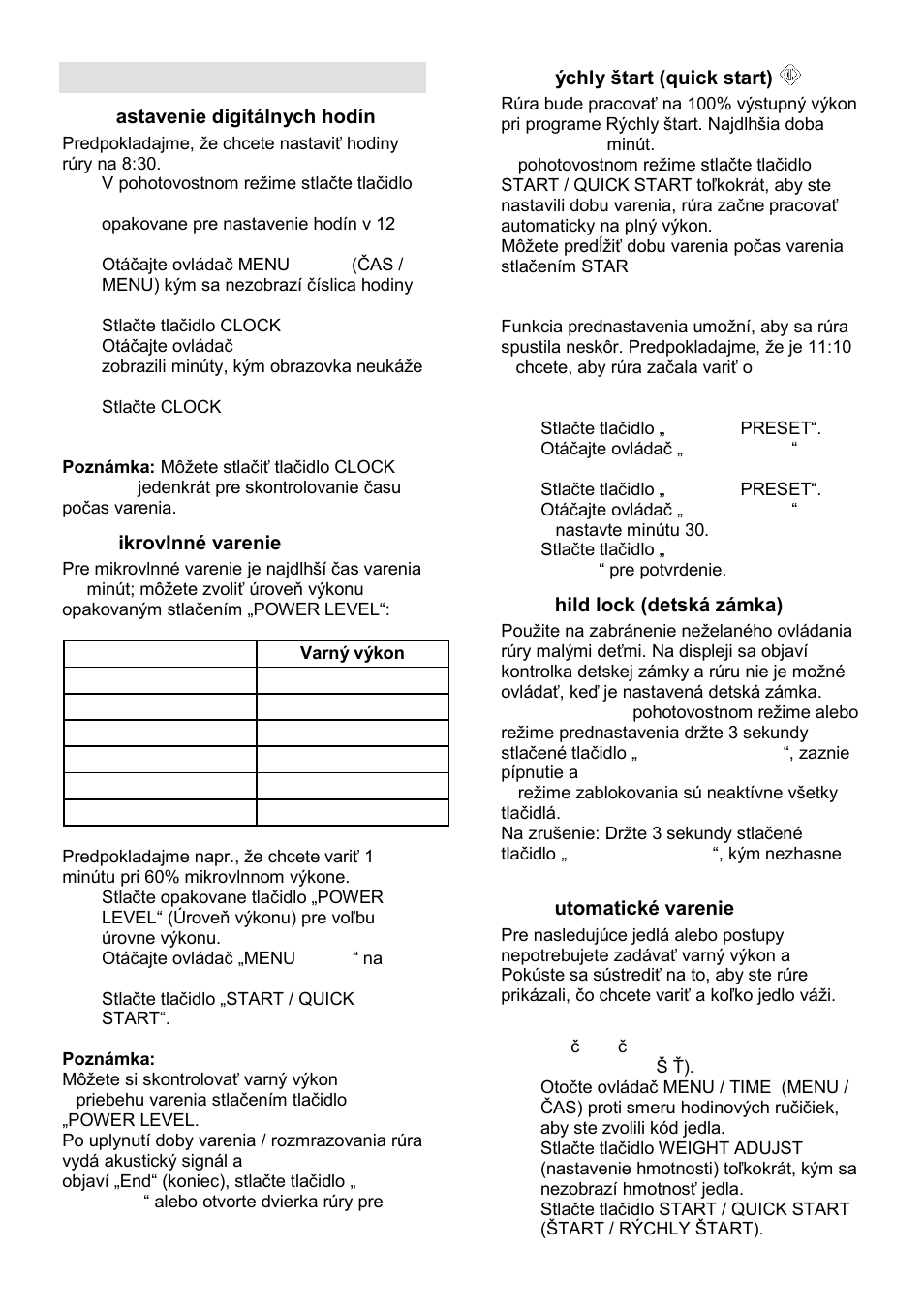 Pokyny k obsluhe | Gorenje MO-20 DSII User Manual | Page 66 / 104