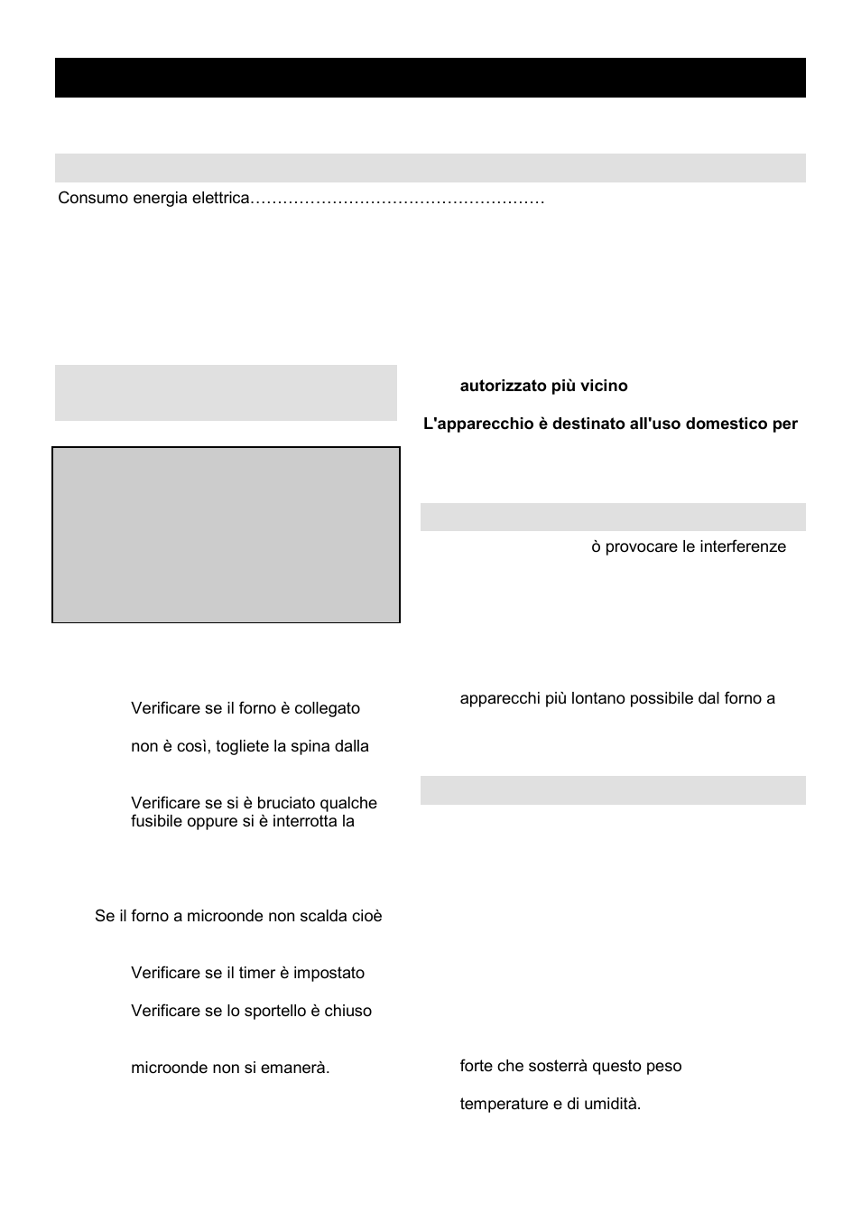 Istruzioni d'uso it, Specificazioni, Prima di chiamare il servizio d'assistenza | Interferenze radio, Posizionamento | Gorenje MO-20 DSII User Manual | Page 98 / 104
