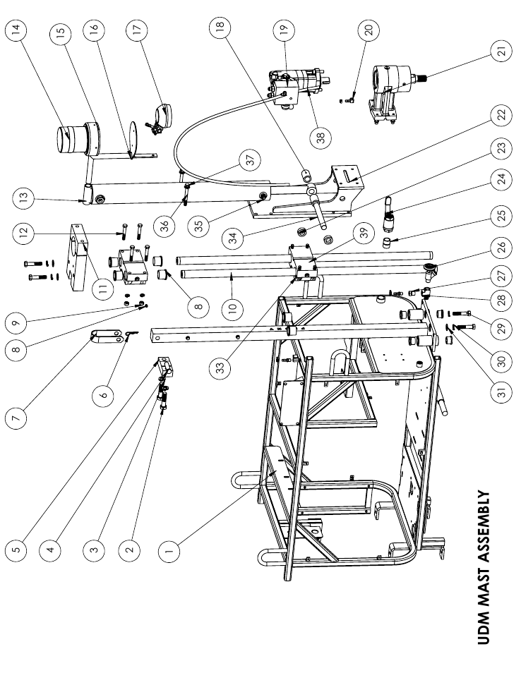 Mast assembly, Sheet1, Drawing view1 | Udm mast assembly | Diamond Products UDM User Manual | Page 41 / 52