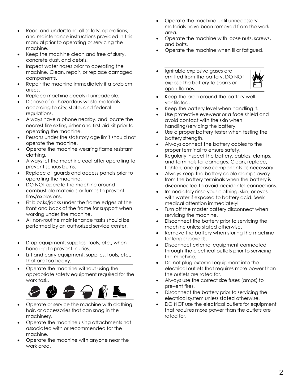 General safety, Battery and electrical safety | Diamond Products UDM User Manual | Page 5 / 52