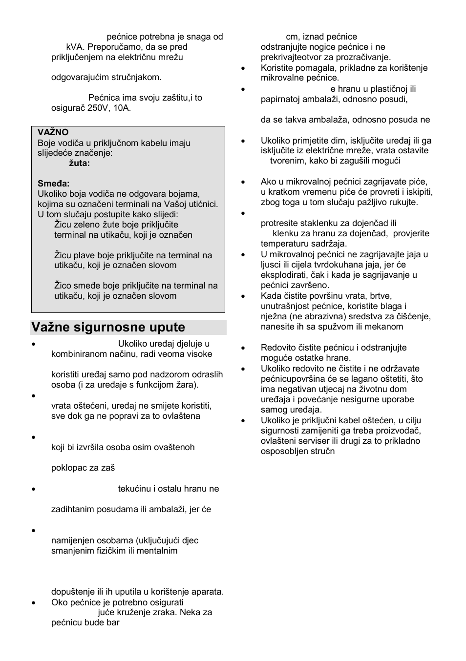 Vaņne sigurnosne upute | Gorenje SMO-23 DGB User Manual | Page 11 / 177