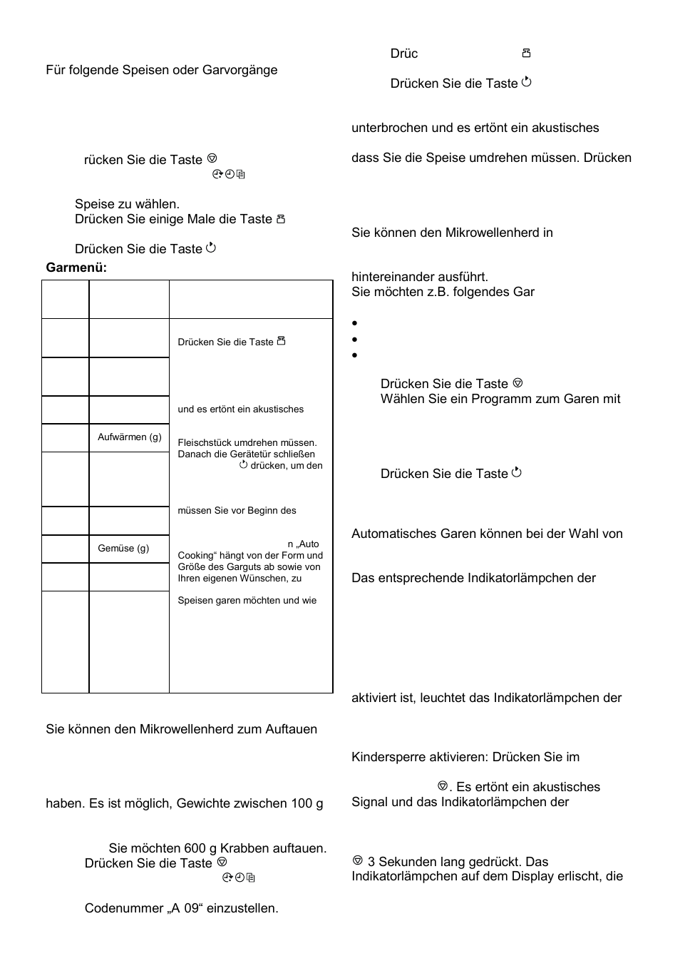 Automatisches garprogramm, Mehrstufiges garen, Kindersperre | Gorenje SMO-23 DGB User Manual | Page 45 / 177